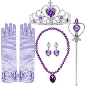 Tacobear Princess Dress up Accessories 5 Pieces Gift Set, Sofia Rapunzel Crown.